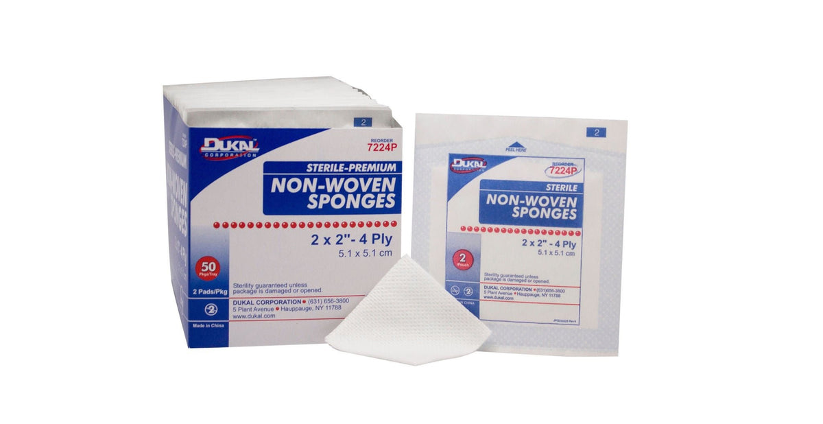 Clinisorb Nonwoven Sponge, Sterile, White, Polyester / Rayon, 4-Ply, 2" x 2" - 7224-Single - LL Medico