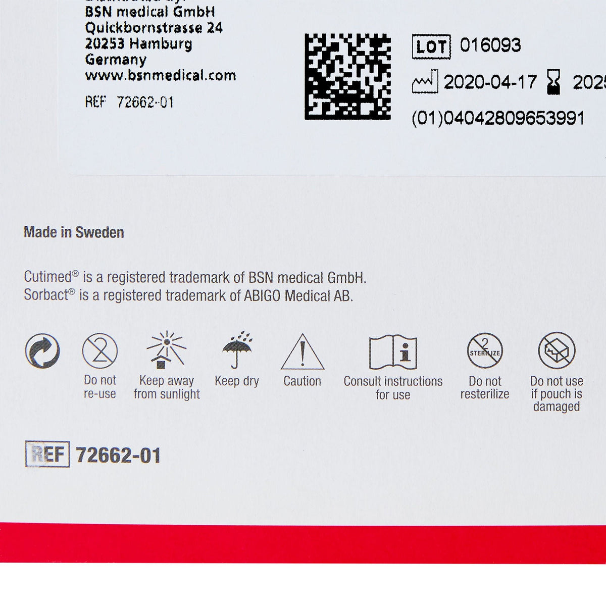 Cutimed Sorbact WCL, Antimicrobial Wound Contact Layer Dressing, Sorbact / Acetate, Sterile - LL Medico
