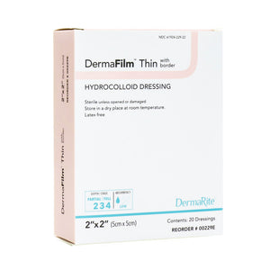 Dermarite DermaFilm Thin Hydrocolloid Dressing, Sterile, Square, Film Backing - 00229E - LL Medico