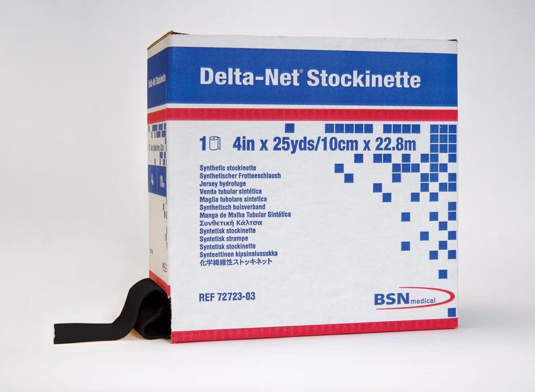 Delta-Net Tubular Stockinette, Black, Synthetic, Non-Sterile, 1" x 25 yd - 7272300-Case - LL Medico