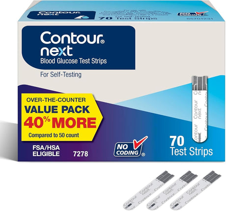 Ascensia Contour Next Blood Glucose Test Strips, 70 Count