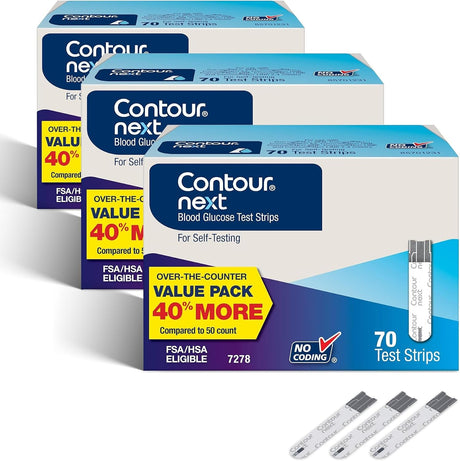 Ascensia Contour Next Blood Glucose Test Strips, 70 Count