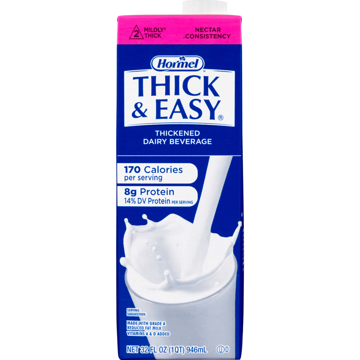 Thick-It Thick & Easy Thickened Dairy Beverage, Milk Flavor, Nectar Consistency, 32 oz