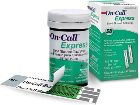 On Call Express Blood Glucose Test Strips, 50 Count