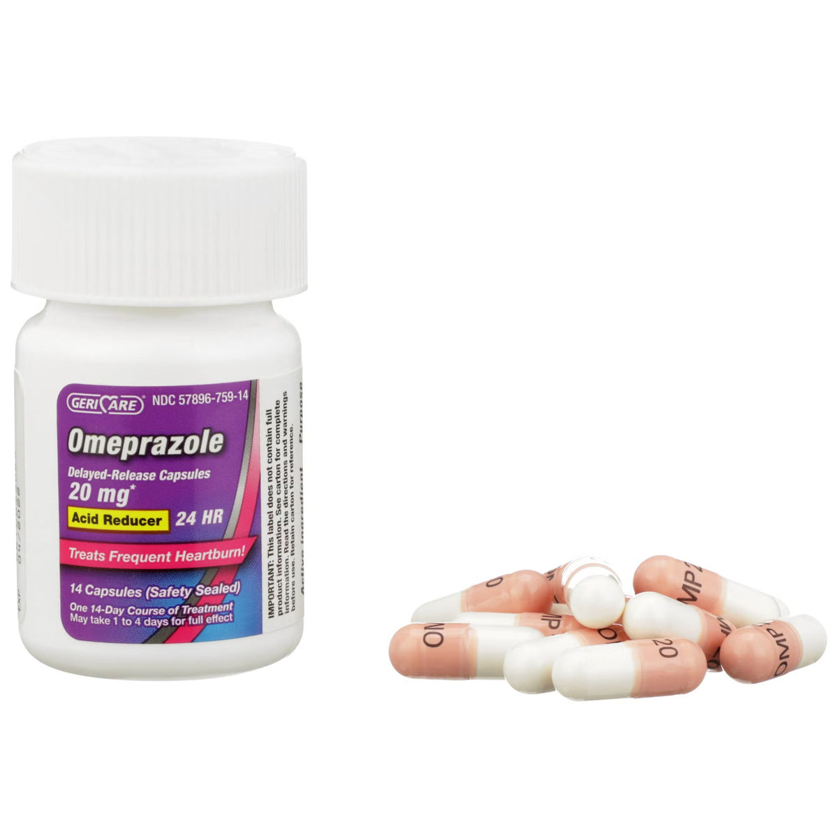 Geri-Care Omeprazole Delayed-Release Capsules, 20.6 mg, Acid Reducer - 760-42-GCP - LL Medico