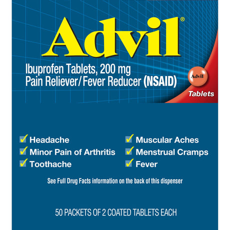Advil Ibuprofen Pain Reliever Tablets, 200 mg, Pain Relief & Fever Reducer - 30573015489 - LL Medico