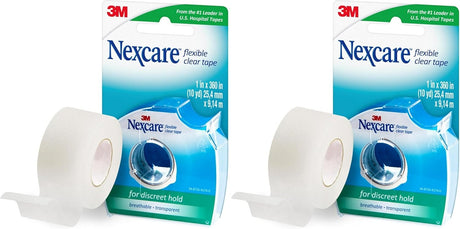 3M Nexcare Flexible Stretchy Fabric Medical Tape, 1 Inch x 10 Yard, Clear