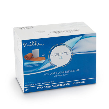 CoFlex TLC XL with Indicators, Two-Layer Compression Bandage System, 4" x 5.4 yd / 4" x 7 yd, Tan, Foam / Fabric, Non-Sterile, 30 to 40 mmHg - 7800TLC-XL-Box - LL Medico