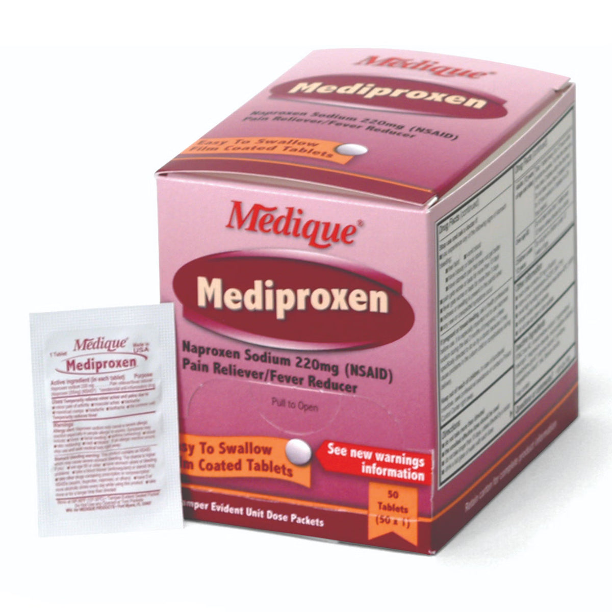 Mediproxen Naproxen Sodium Pain Relief, 220 mg, Tablet - 50 count - LL Medico