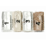 FlexPress4 4-Layer Compression Bandage System, Self-Adherent, Tape Closure, 4" Width, Elastic, Tan/White, Nonsterile - 79000-Single - LL Medico