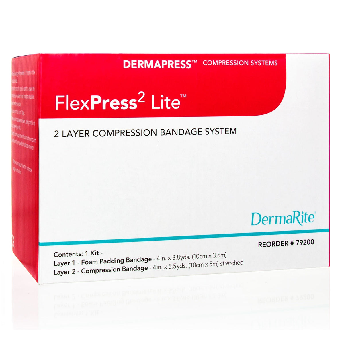 FlexPress2 Lite 2-Layer Lite Compression Bandage System, Self-Adherent Closure, 4" x 3.8 Yard / 4" x 5.5 Yard, Tan / White, Foam / Fabric, NonSterile, 20 to 30 mmHg - 79200-Single - LL Medico