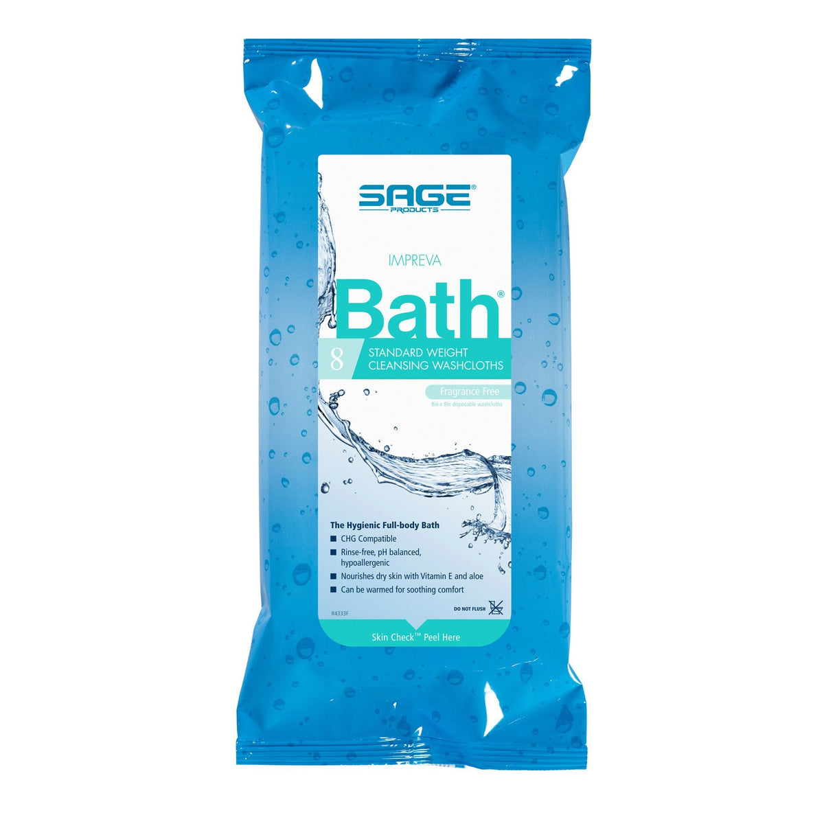 Sage Impreva Bath Cleansing Washcloths, Fragrance Free, 8 Count - 7988 - LL Medico