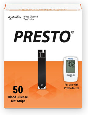 AgaMatrix Presto Blood Glucose Test Strips, 50 Count