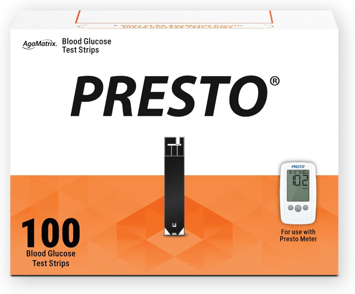 AgaMatrix WaveSense Presto Blood Glucose Test Strips, 100 Count