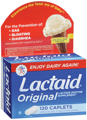 Lactaid Original Strength Lactase Enzyme Dietary Supplement, 3,300 IU, Tablet - 800800300 - LL Medico