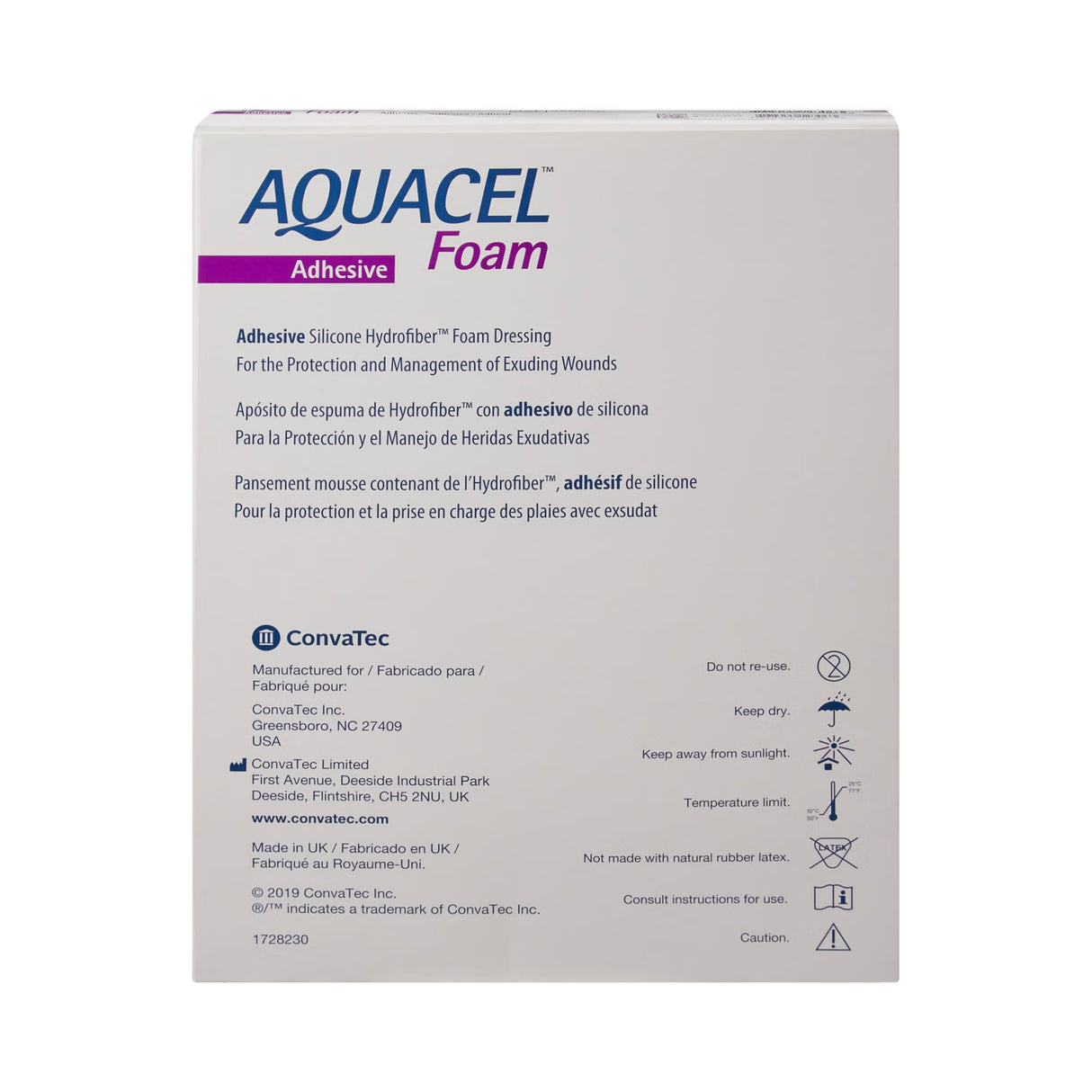 Aquacel Silicone Adhesive with Border Silicone Foam Dressing, 7 x 8 Inch