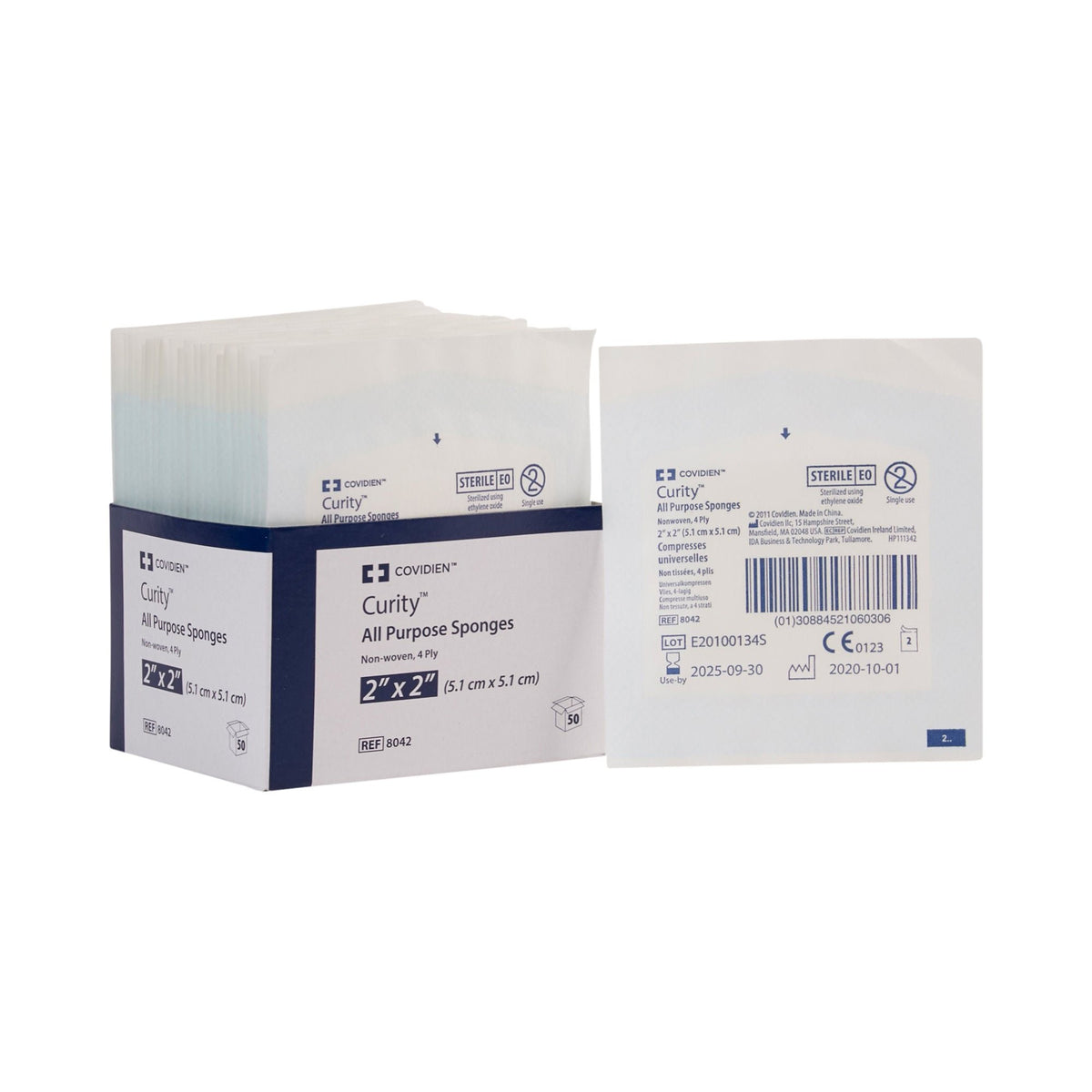 Cardinal Health Curity Sterile Nonwoven Sponge, 2 x 2 Inch, Four-Ply