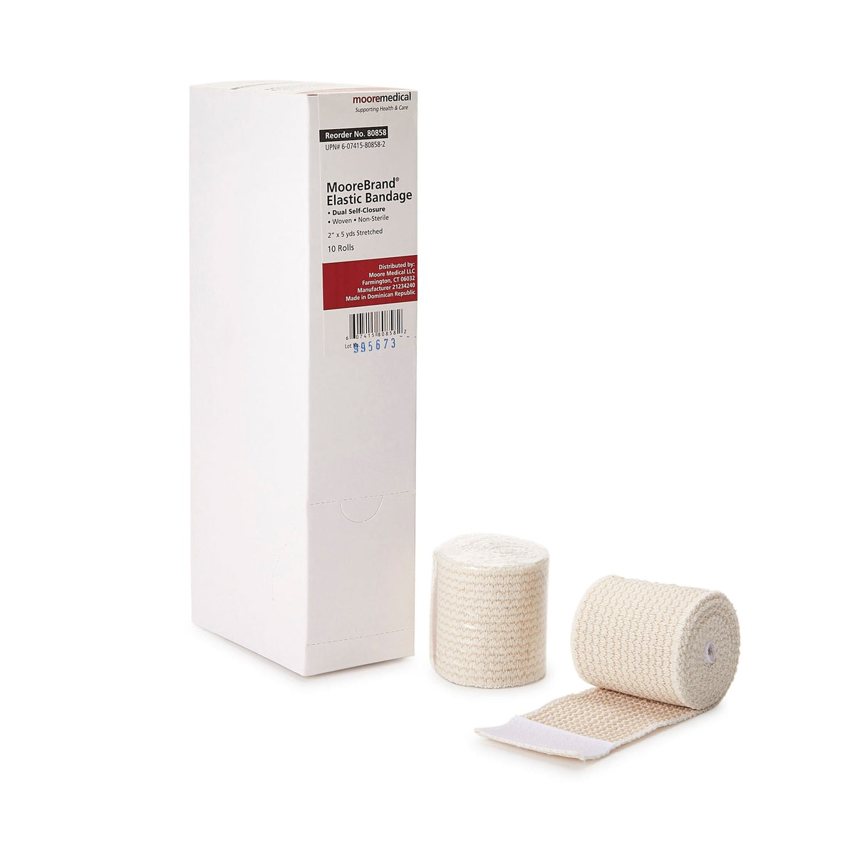 McKesson MooreBrand, Elastic Bandage, 2" x 4.5 yd, Double Hook and Loop Closure, Tan, Non-Sterile, Standard Compression - 80858 - LL Medico