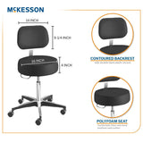 Exam Stool McKesson with Backrest Pneumatic Height Adjustment 5 Casters Black
