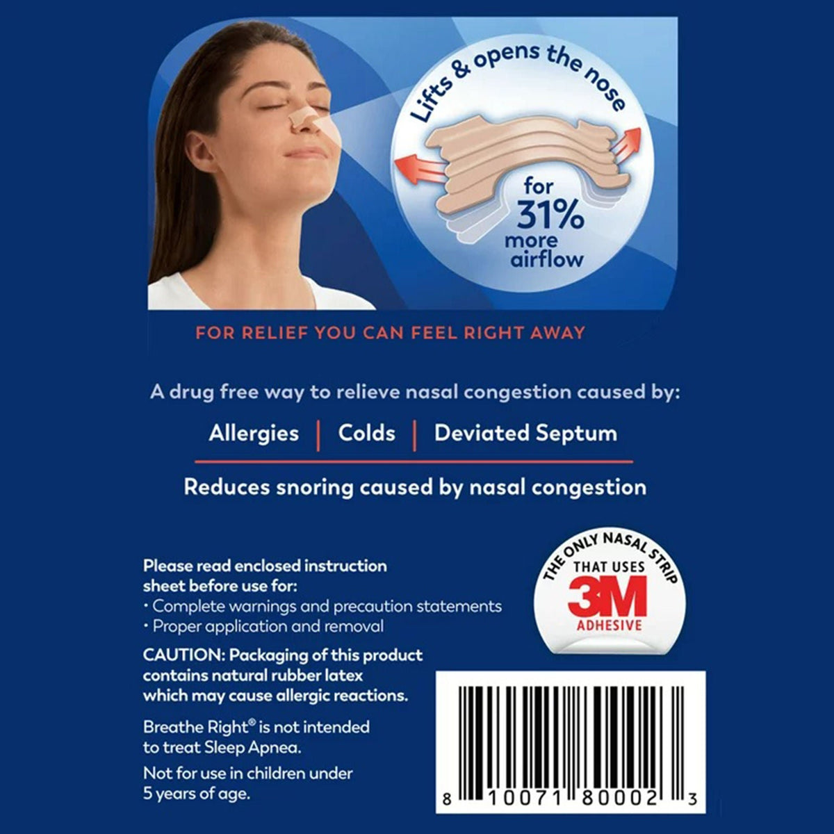 Breathe Right Nasal Strips, Extra Strength, Relieves Nasal Congestion - 81007180002 - LL Medico