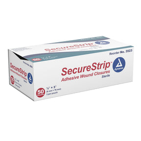 Dynarex Secure Strip Adhesive Wound Closure Strip, 0.25 x 3 Inch, Sterile - DYN3523 - LL Medico
