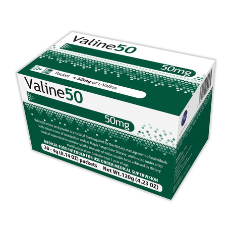 Vitaflo Valine50 Medical Food Powder, Unflavored, 4 Gram Packet