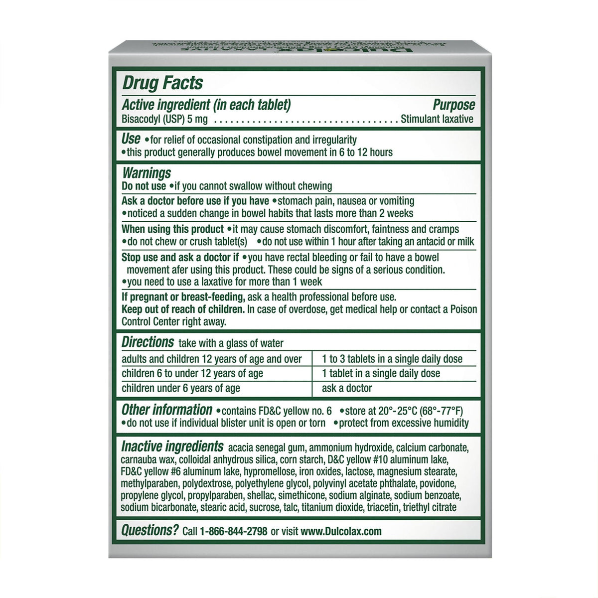 Dulcolax Bisacodyl Laxative Tablets, 5 mg - 81421002002 - LL Medico