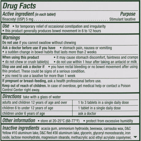 Dulcolax Bisacodyl Laxative Tablets, 5 mg - 81421002002 - LL Medico
