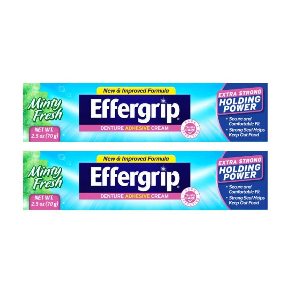 Effergrip Denture Adhesive Cream, Minty Fresh, 2.5 oz