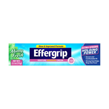 Effergrip Denture Adhesive Cream, Minty Fresh, 2.5 oz