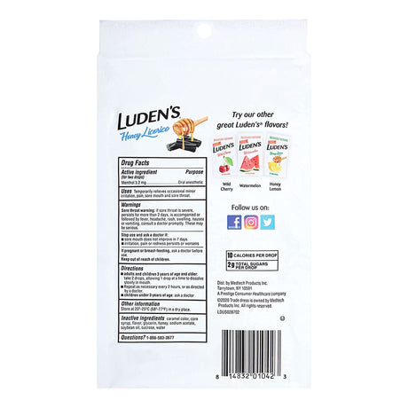 Luden's Throat Drops, Honey Licorice, 3.2 mg Lozenge