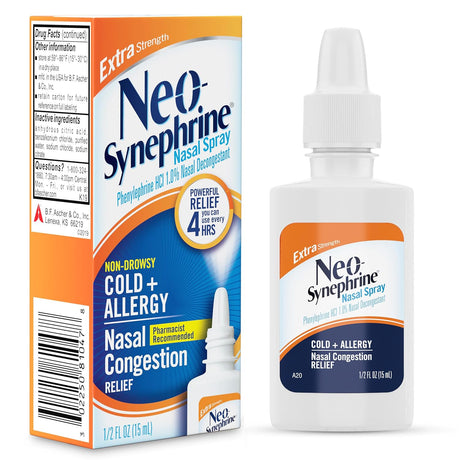 Neo-Synephrine Phenylephrine Nasal Spray, 1%, 0.5 oz - 00225081047 - LL Medico