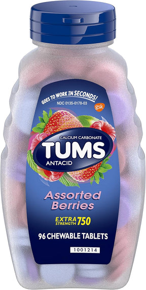 Tums Extra Strength Antacid Chewable Tablets, 750 mg, Assorted Berries - 00135007425 - LL Medico