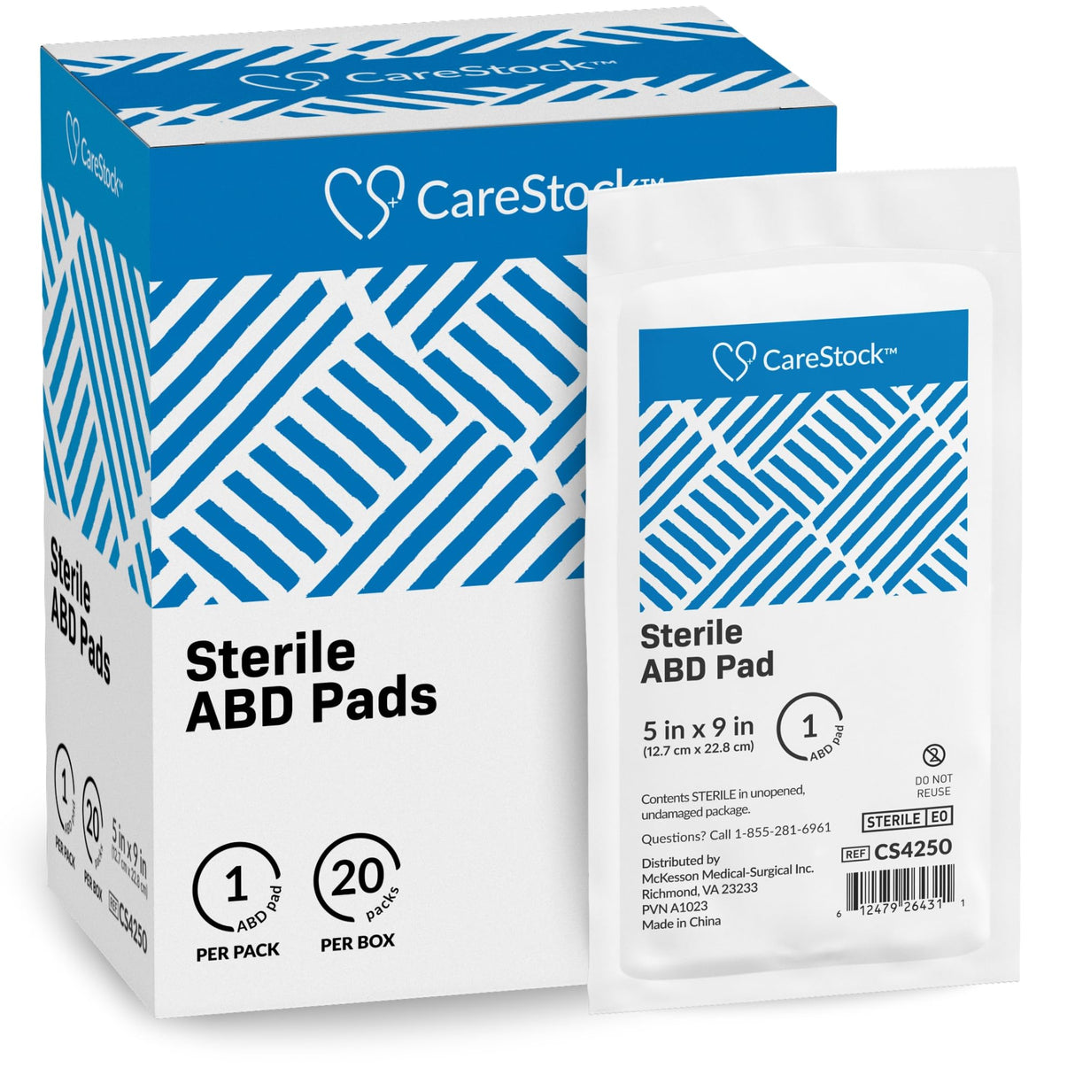 CareStock Sterile Abdominal Pad, 5 x 9 Inch – Nonwoven Cellulose ABD Pads