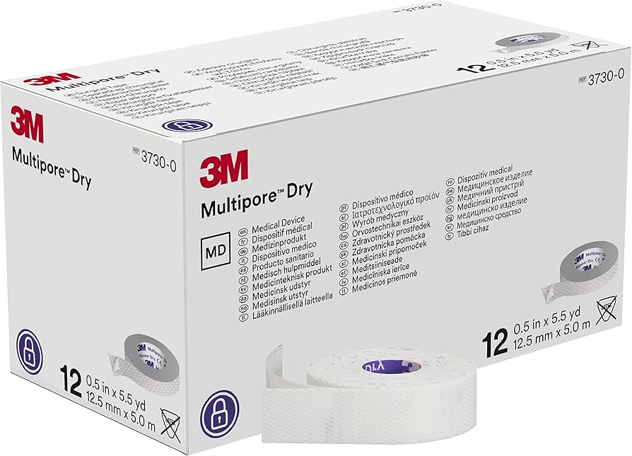 3M Multipore Dry Dressing Retention Tape w/ Liner, 0.5 Inch x 5.5 Yard, White