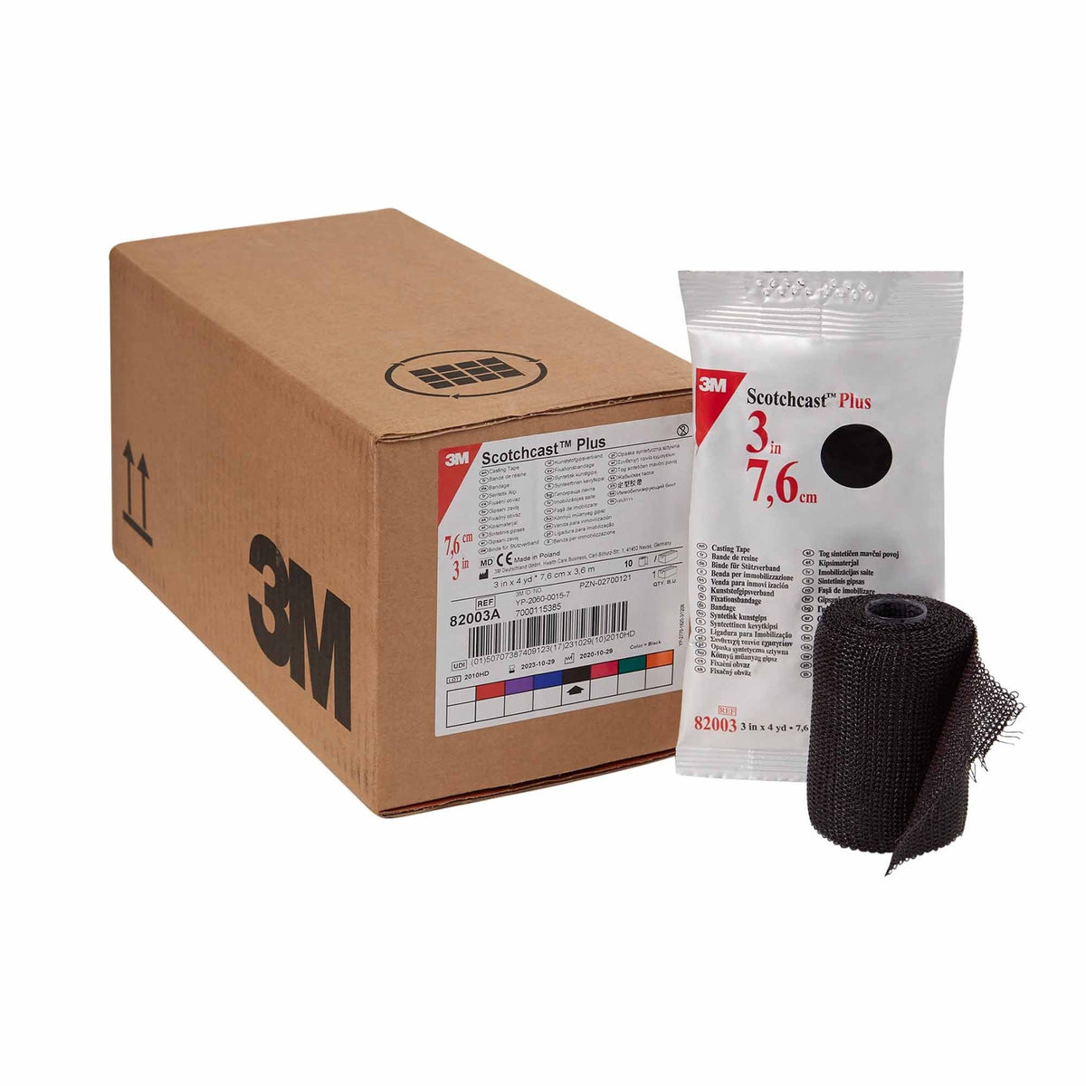 3M Scotchcast Plus, Cast Tape, Black, Latex-Free, Fiberglass / Resin - LL Medico