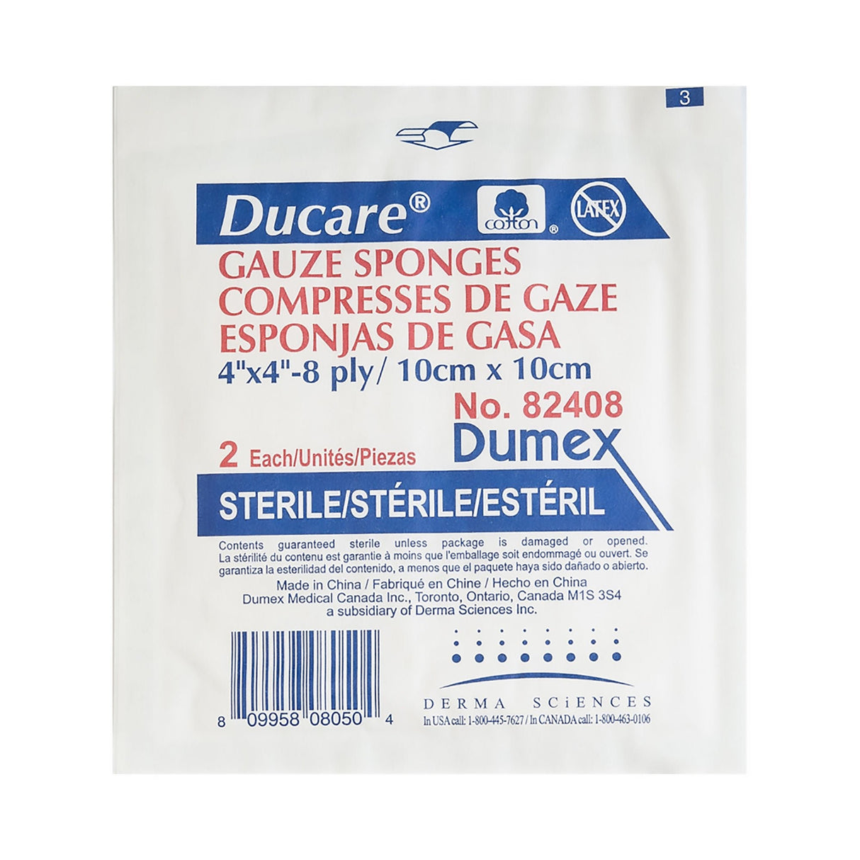 Ducare Sterile Gauze Sponge, 4 x 4 Inch, 8-Ply