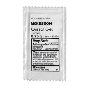 McKesson Benzocaine Oral Pain Relief Gel, 20% Strength, 0.75 Gram - 82474 - LL Medico