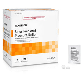 McKesson Cold and Sinus Relief, Acetaminophen / Phenylephrine 500 mg - 5 mg, Tablet - 82475 - LL Medico