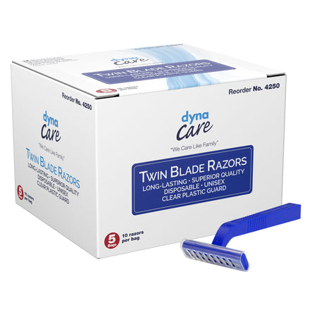 Dynarex Twin Blade Disposable Razors, Unisex, Clear Plastic Guard - 4250 - LL Medico