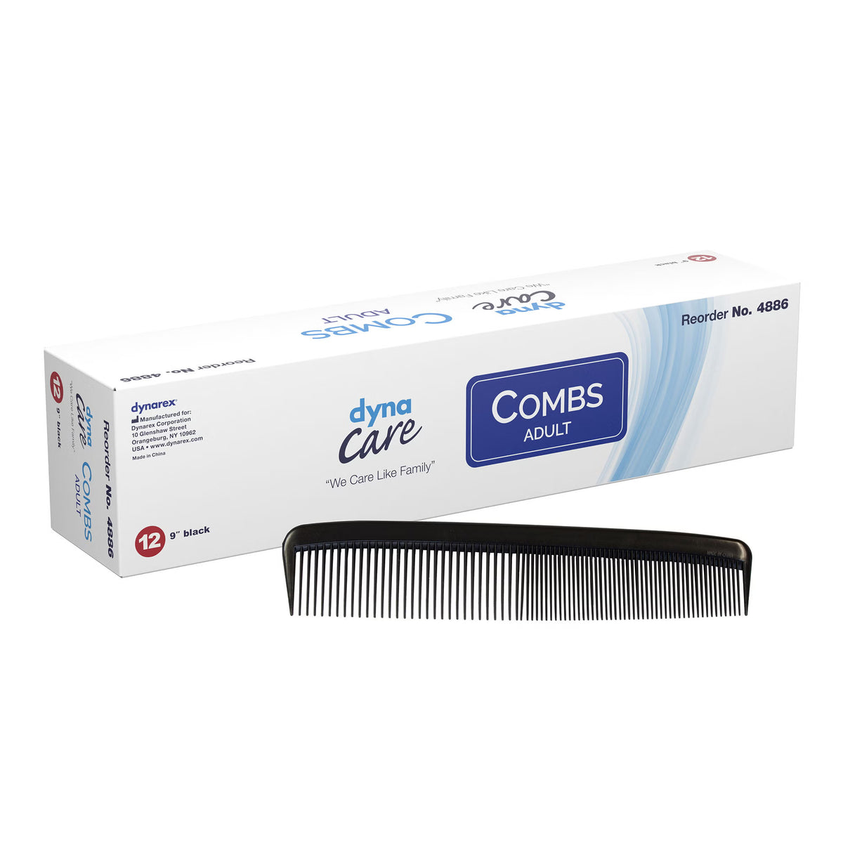 Dynarex DynaCare Adult Comb, Black, 9" - 4886 - LL Medico