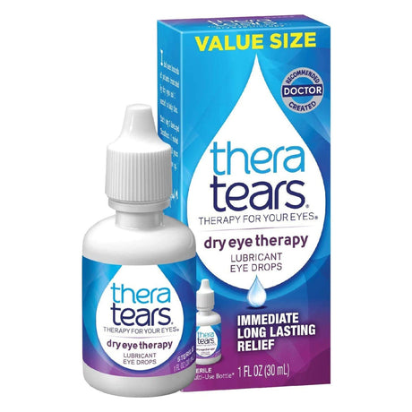 TheraTears Dry Eye Therapy Lubricant Eye Drops, Carboxymethylcellulose Sodium 0.25%, Sterile - 1 oz - LL Medico