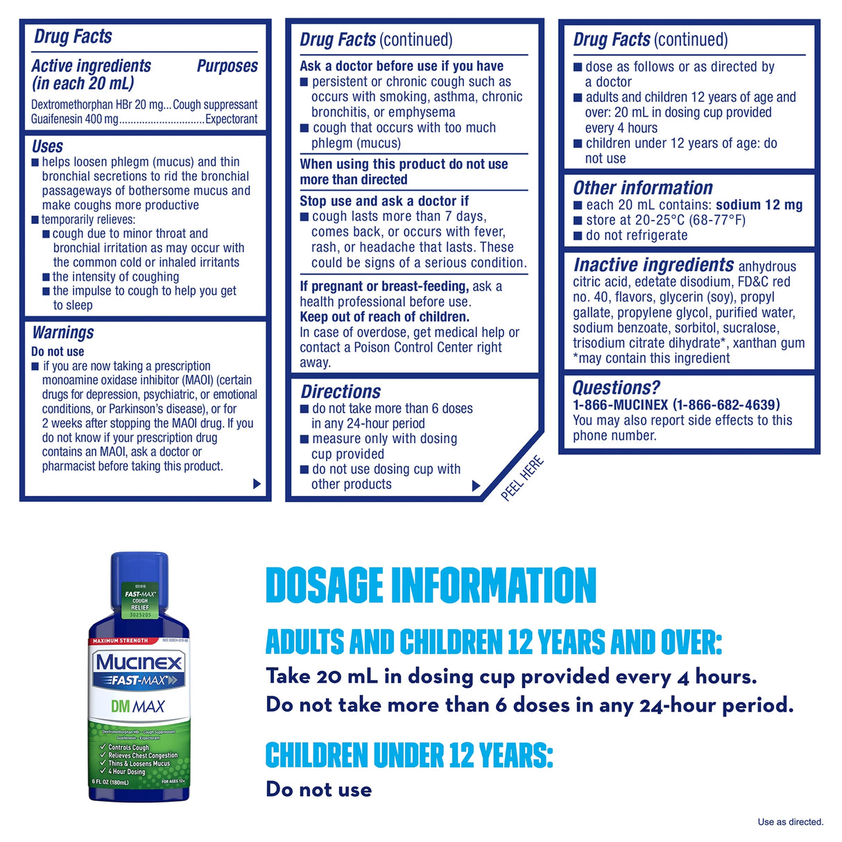 Mucinex Fast-Max DM Max Expectorant & Cough Relief Liquid, 6 fl oz