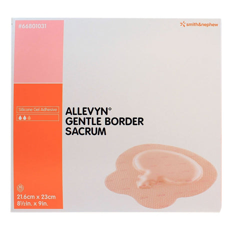 Smith & Nephew Allevyn Gentle Border Foam Dressing, Sacral, Silicone Adhesive, Sterile — 8.5" x 9"
