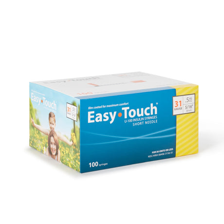 EasyTouch Insulin Syringe with Needle, 0.5 mL, 31 Gauge, 0.313" - 831565 - LL Medico