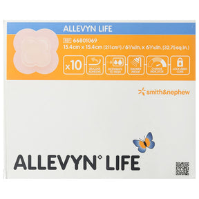 Smith & Nephew Allevyn Life Foam Dressing, Bordered, Silicone Adhesive, Sterile — 6.06" x 6.06"