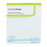 DermaRite ComfortFoam Foam Dressing, Square Sterile, Non-Bordered, Silicone Face — 6" x 6"
