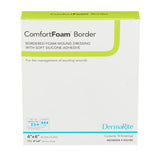 DermaRite ComfortFoam Foam Dressing, Square Sterile, Non-Bordered, Silicone Face — 4" x 4"