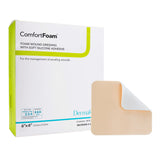 Dermarite ComfortFoam Border Foam Dressing, Square Sterile Waterproof Silicone Adhesive — 6" x 6"