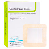 Dermarite ComfortFoam Border Foam Dressing, Square Sterile Waterproof Silicone Adhesive — 4" x 4"